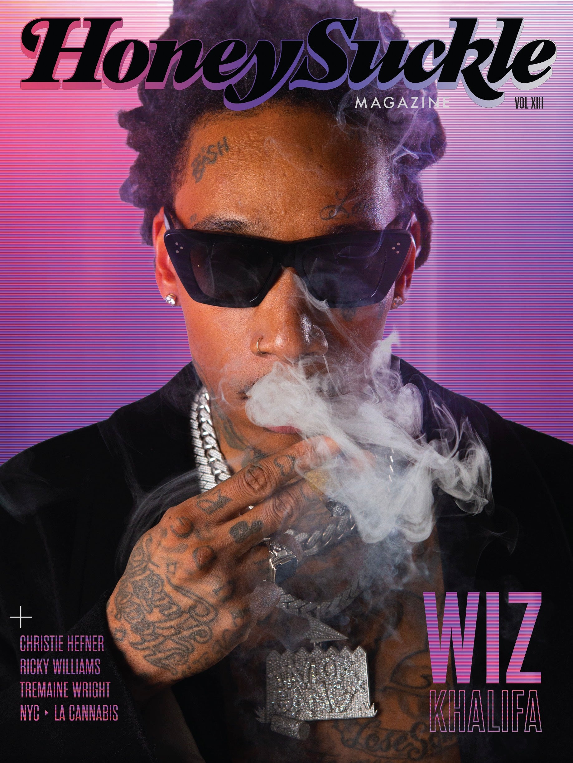 Honey Suckle Magazine cover featuring Wiz Khalifa and the custom masthead